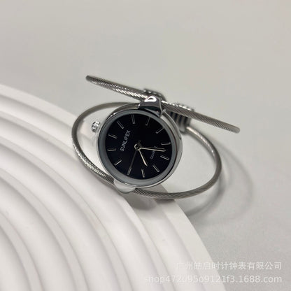 Womens Minimalist Open Bangle Watch