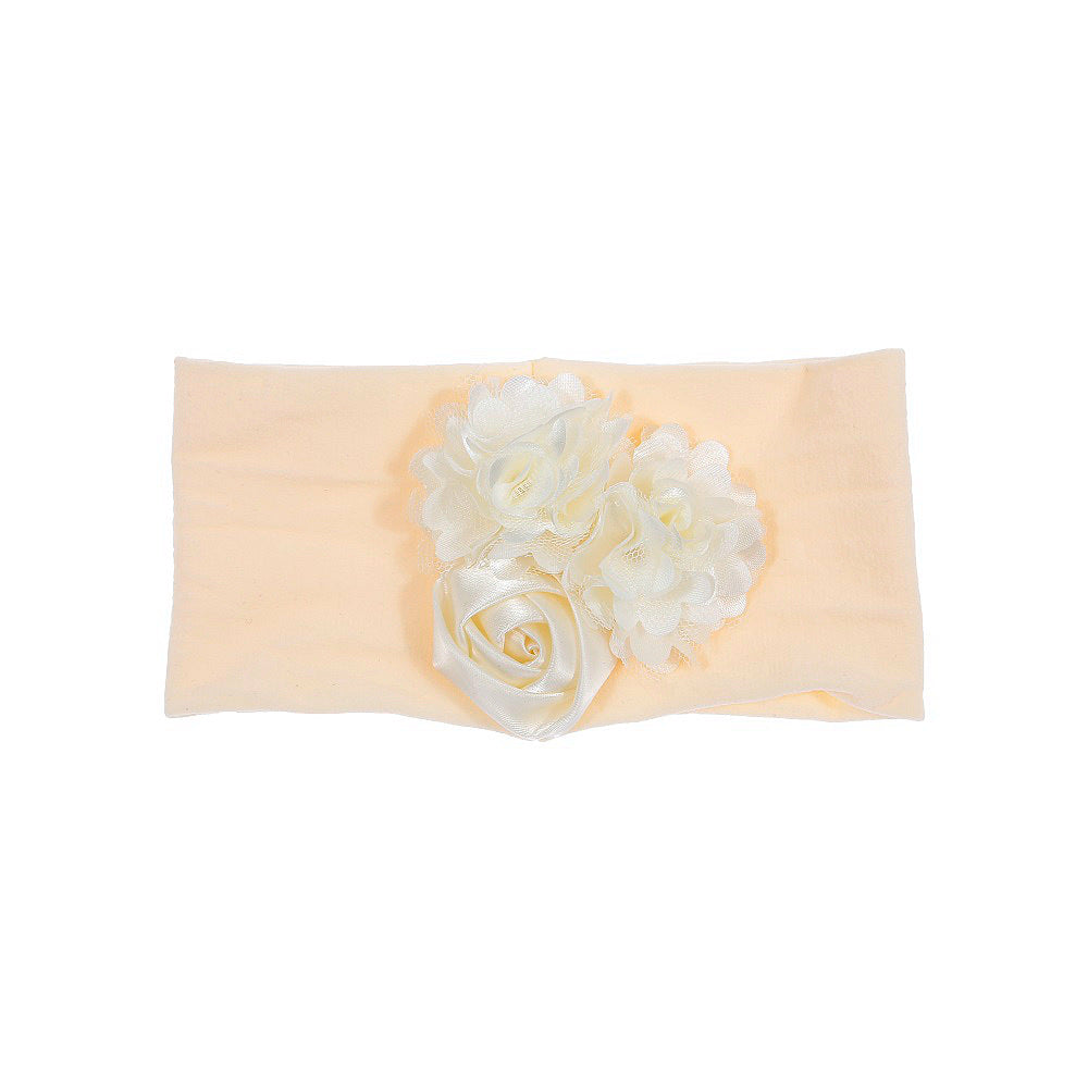 Satin Cloth Mesh Flower Rose Baby Headband