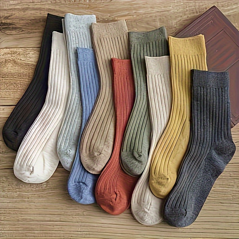 10-Pack: Soft Comfortable Tube Socks – Solid Colors, All-Season
