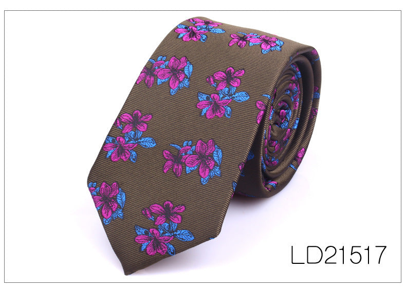 Men's 6cm Flower Graffiti Yarn-dyed Tie