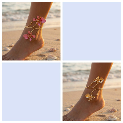 Exaggerated Hollow-out Metal Flower Anklet