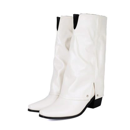 Retro Chunky-heeled Booties For Women
