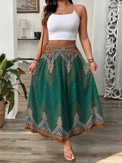 Womens 3D-printed Elastic High-waist Skirt