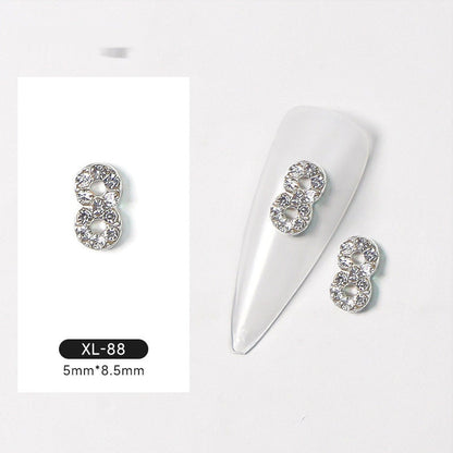 Silver Digital Sparkling Diamond Alloy Nail Decoration