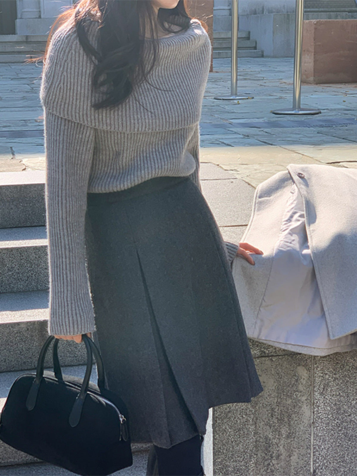 Wool Pleated Skirt For Women