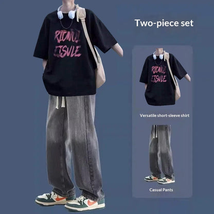 Short-sleeve And Longpants Set, Mens Springsummer Style, Edgy And Handsome, Hong Konginspired