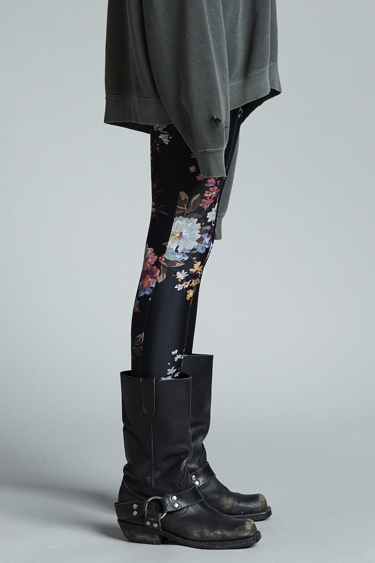 Retro Floral Butterfly Print Casual Skirted Legging Pants