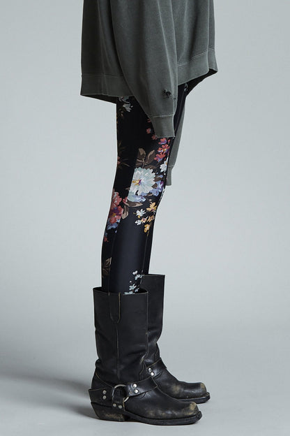 Retro Floral Butterfly Print Casual Skirted Legging Pants
