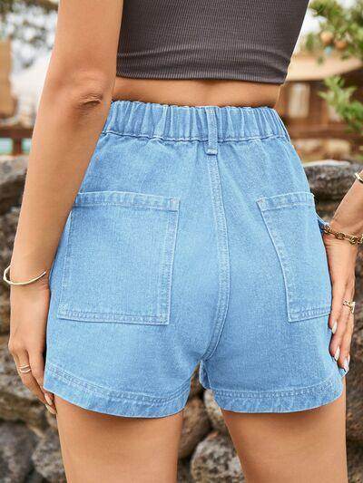 High Waist Denim Shorts with Pockets for Summer Style