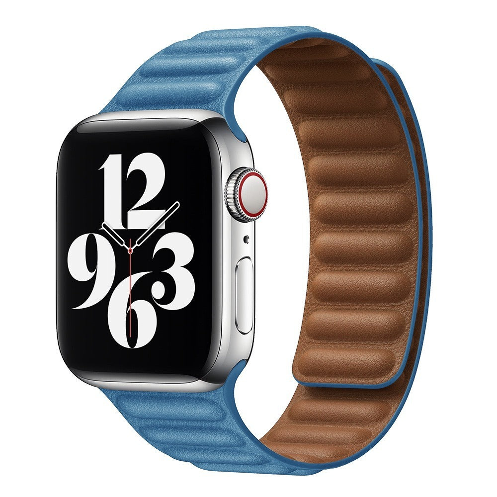 Suitable For iwatch8 Watchband S7 SE 6/5/43 Magnetic Suction New Leather Loopback Chain Apple Watch Wristband