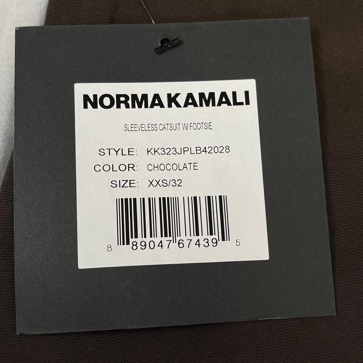 NORMA KAMALI Sleeveless Catsuit w/ Footsie Hidden Zip Women's Sz XXS/32 Chocolate