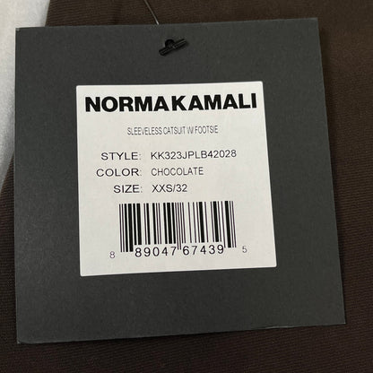 NORMA KAMALI Sleeveless Catsuit w/ Footsie Hidden Zip Women's Sz XXS/32 Chocolate