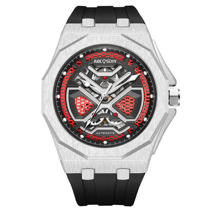 Trendy Hollow Mechanical Watch With Luminous Display And Water Resistance For Men