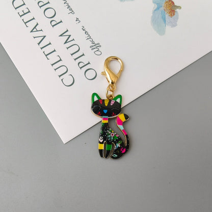Halloween Alloy-printed Kitten Pendant Keychain