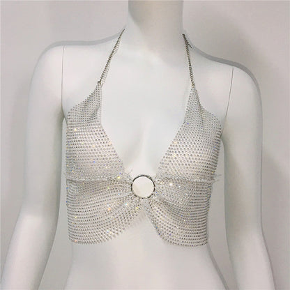 Net Red Elastic  Diamond Suspender Bra Women