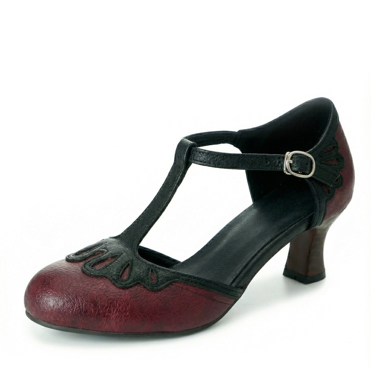 Retro-style Patchwork Womens Peep-toe T-strap Hollow-out Sandals In Mixed Colors