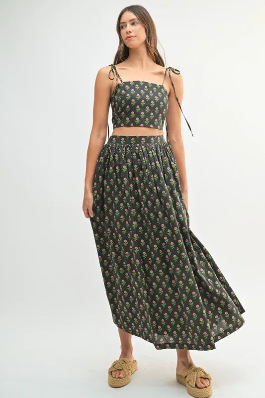 MABLE Floral Crop Top and Skirt Set