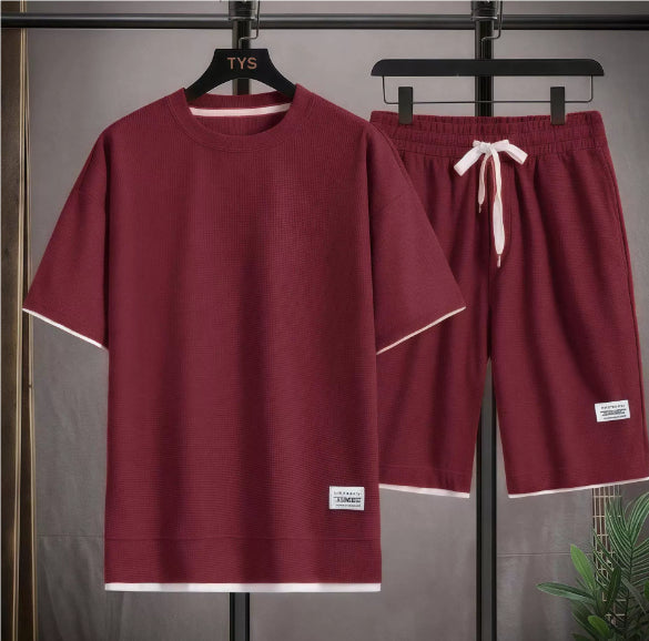 New Summer Short-sleeved Suit Men's T-shirt Exercise Casual Men's Clothes Sets