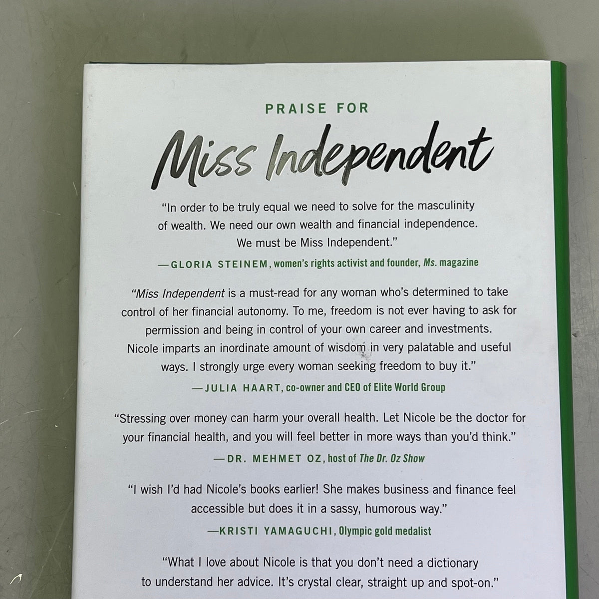 MISS INDEPENDENT A Simple 12-Step Plan For Success By Nicole Lapin Hardback Book
