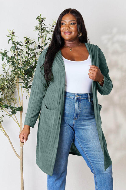 Basic Bae Full Size Hooded Sweater Cardigan for Women
