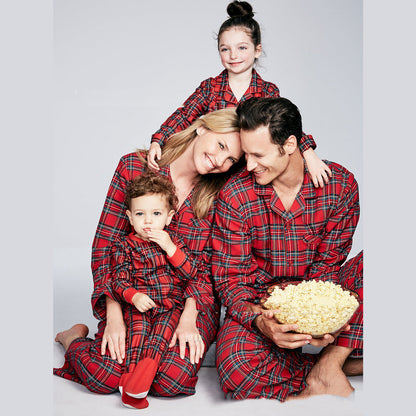 Parent Child Suit Red Plaid Print