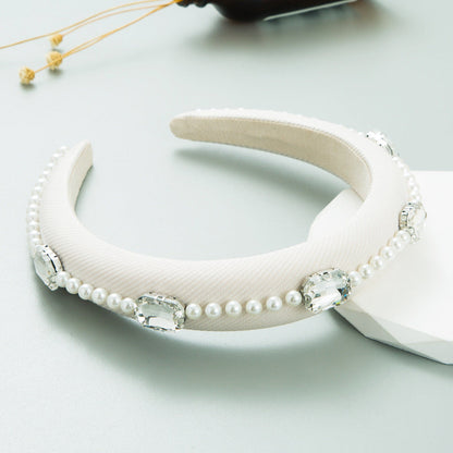 New Rhinestone Pearl Hair Adornment Femininity Light Luxury Net Red Hundred Band Head Accessories