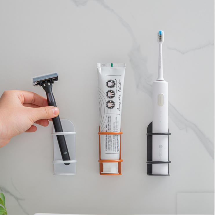 Bathroom Stainless Steel Stick Hook Wall Mounted Toothpaste and Toothbrush Holder Waterproof Electric Tooth Brush Holder