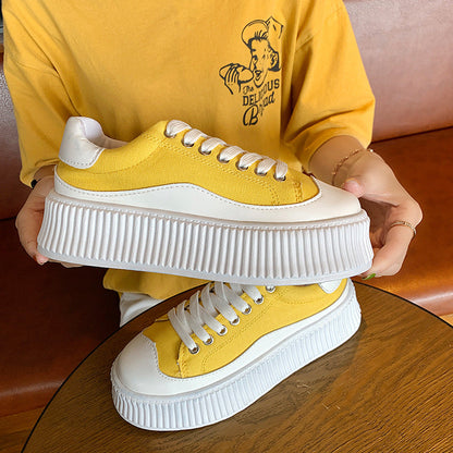 Small white shoes muffin-bottomed canvas shoes