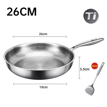 German uncoated pure titanium frying pan with fish - scale hammer pattern. Non - stick, ideal for household steak frying, a piec