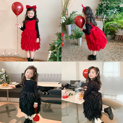 Girls' Heavy Industry Poncho Vest Gauze Skirt