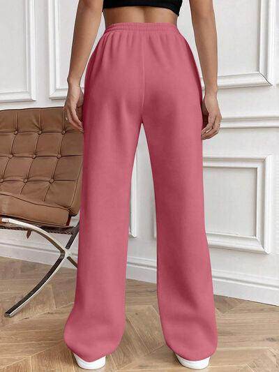 Drawstring Elastic Waist Pants with Pockets for Women
