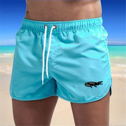 Mens Fashionable Beach Shorts Polyester Multi-Color Sports Three-Quarter-Length Shorts