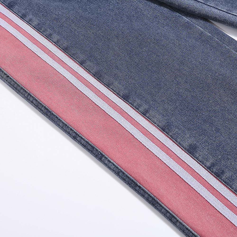 Fashion Side Striped Straight Jeans Men