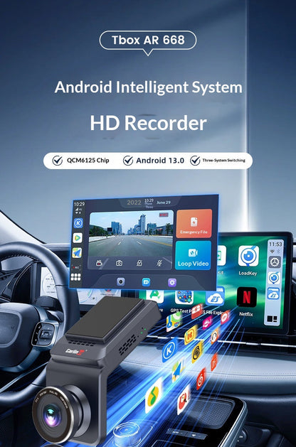 Carlinkit CarPlay To Android Auto Wireless Car Adapter, Smart Screen Box For Navigation, Dash Cam & Phone Screen Mirroring