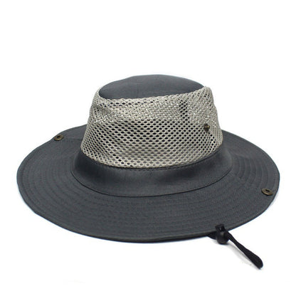 Patchwork Mesh Bucket Hat Sun Protection Foldable