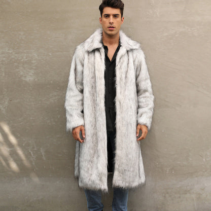 Mens Long Faux Fur Coat Mens Outerwear Warm And Cozy