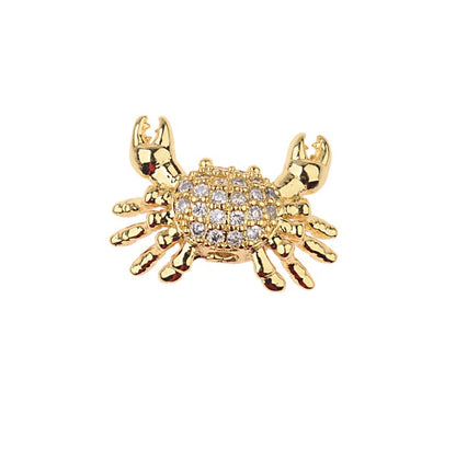 Amader Top Copper Crab Charm Beads For Jewelry Making Animal Brass Micro Pave Cubic Zirconia Wholesale For Women BD1011