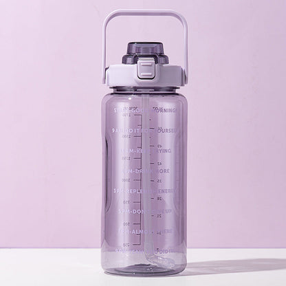 Sports water cup portable large capacity 2000ml plastic cup with straw scale men and women kettle water cup