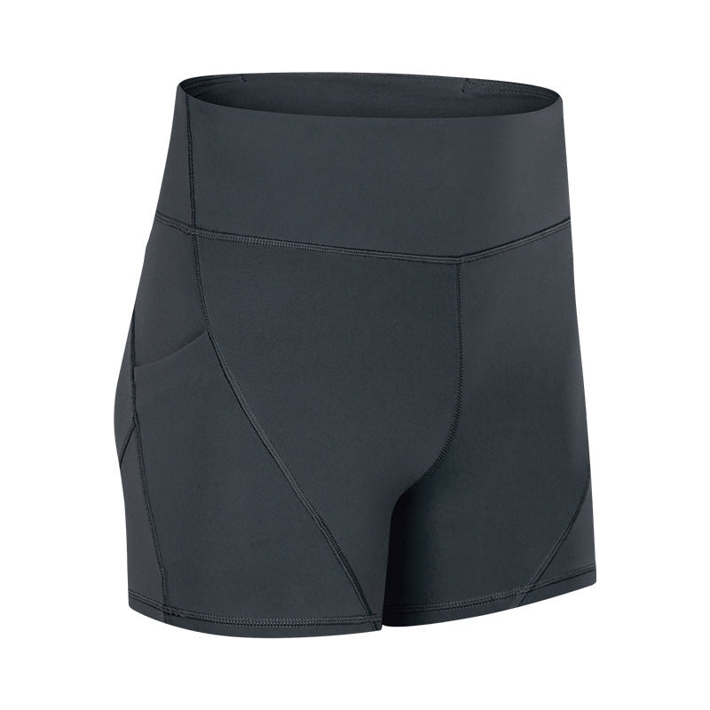 SHINBENE Women's High-Waisted Yoga Shorts with Pockets