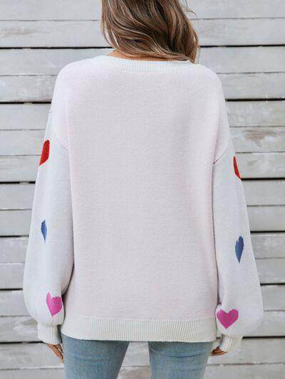 Angel Wings Heart Round Neck Long Sleeve Sweater for Women