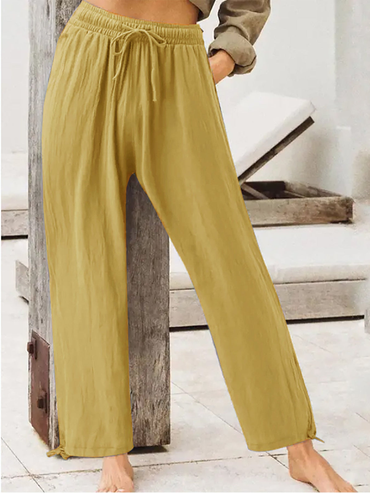 Womens Solid-Color Summer Casual Home Pants