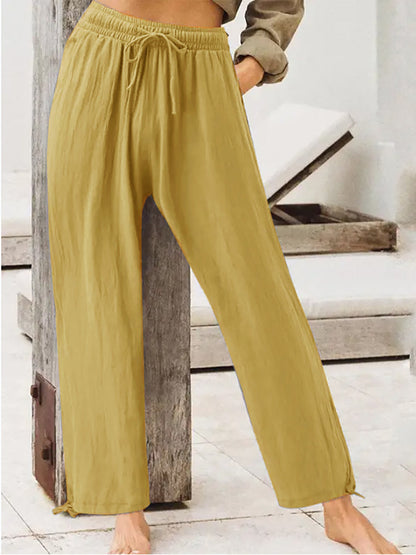 Womens Solid-Color Summer Casual Home Pants