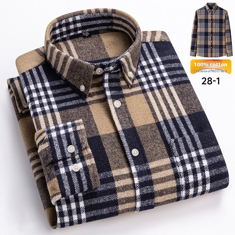 Retro Plaid Long Sleeve Men's Casual Shirt