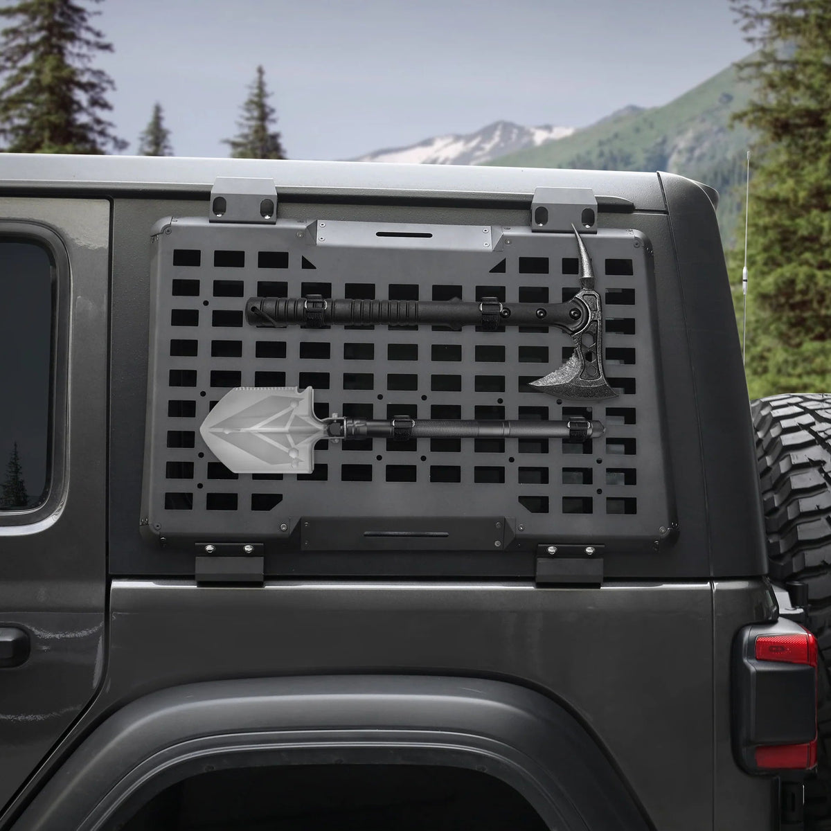 Rear Window Molle Panel System for 2018-2024 Jeep Wrangler JL 4Doors - Modular Storage and Protective Decoration