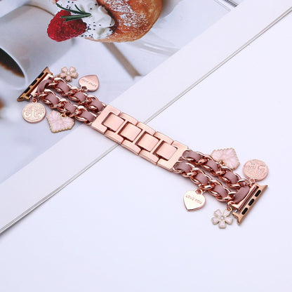 For Iwatch Strap Xiaoxiang Style Iwatch6543 Generation Denim Chain Metal BraceletXiaoxiang Style Strap