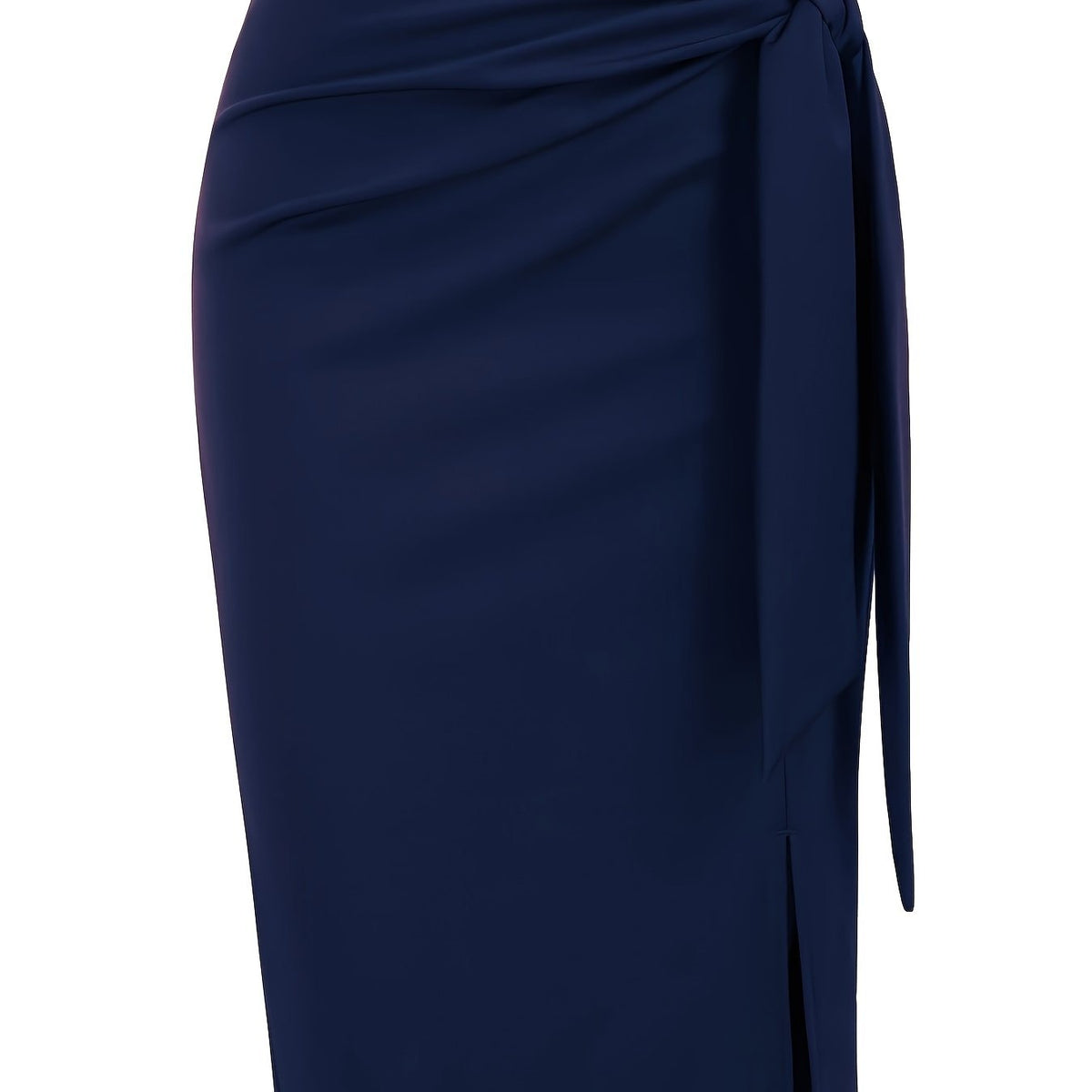 Elegant Monochrome High-waisted Knee-length Skirt For Women