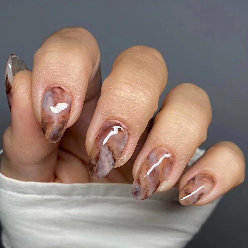 Ombre False Nails Oval-shaped Ready-to-wear Nails