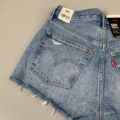 LEVIS 501 Original Fit High Rise Shorts Medium Wash Women's Sz 25 Mega Vibe Blue