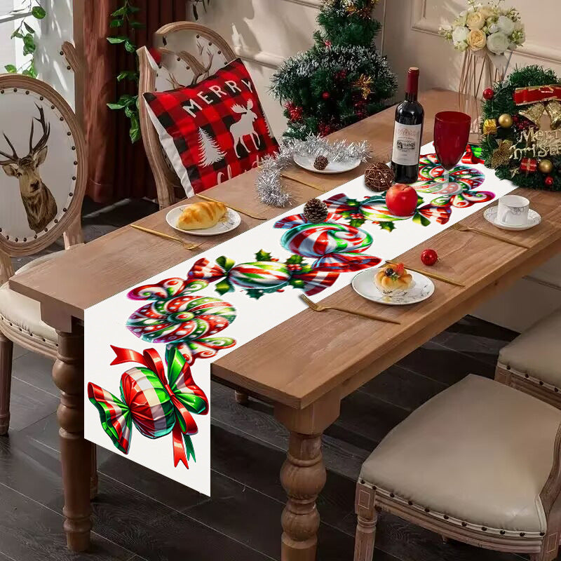 Christmas candy printed table flag new Christmas table decoration tablecloth mat holiday party tablecloth