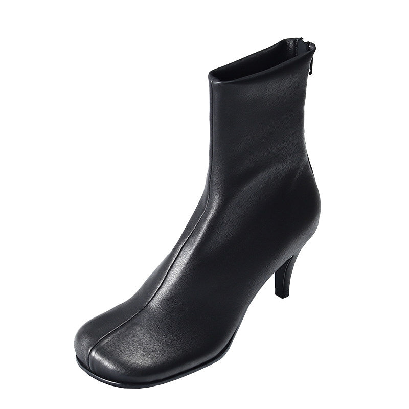 Women's Versatile Soft Leather Square-toe Ankle Boots